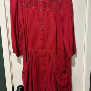 Anthropologie Red Mini Dress